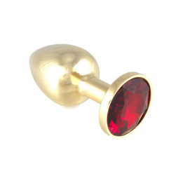 Plug Anal Acero Inoxidable Dorado-Rojo de Bondage Play | VibraZon