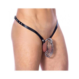Cinturón de Castidad de Cuero con Jaula Metálica Ajustable de Bondage Play | VibraZon