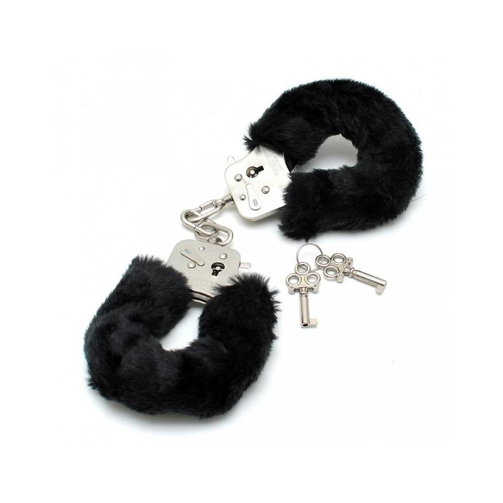 Esposas Metálicas con Pelo Negro de Bondage Play | VibraZon