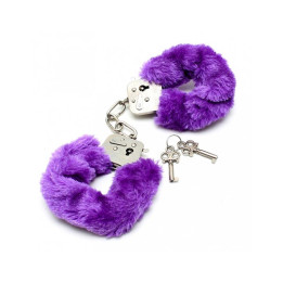 Esposas Metálicas con Pelo Morado de Bondage Play | VibraZon