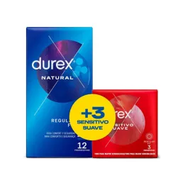 Duplo Preservativos Natural 12 ud + Sensitivo 3 ud de Durex