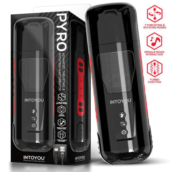 Pyro Masturbador Advanced con Thrusting, Rotación y Gemidos de Intoyou
