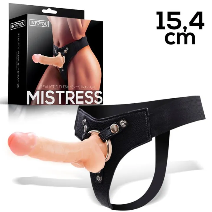 Mistress Arnés Elástico con Dildo de Silicona de 15,4 cm Natural de Intoyou Bdsm Line