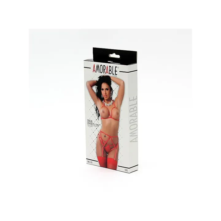 Set de 5 Piezas Sujetador Abierto Rojo Talla Única de Amorable