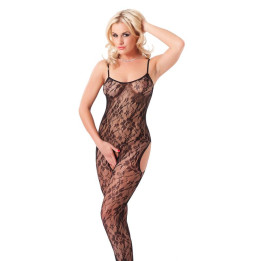 Bodystocking Abierto Floral Negro Talla Única de Amorable | VibraZon