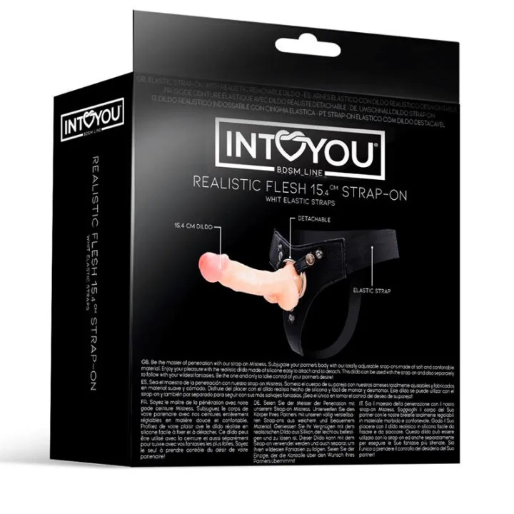 Mistress Arnés Elástico con Dildo de Silicona de 15,4 cm Natural de Intoyou Bdsm Line