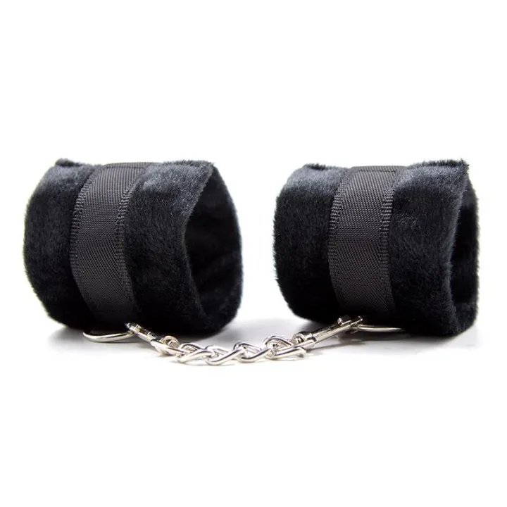 Esposas de Tela con Velcro para Muñecas con Pelo Largo Negro de Intoyou Bdsm Line