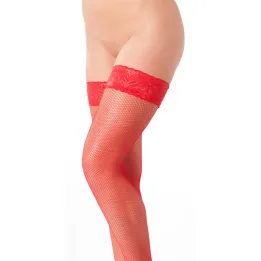 Medias de Rejilla Color Rojo Talla Única de Amorable