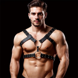 Aurum Arnés Masculino para Bondage Cuero Vegano de Intoyou Bdsm Line | VibraZon