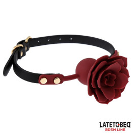 Mordaza Bola Silicona Transpitable Adorno Rosa Ajustable 47-56 cm de Latetobed Bdsm Line | VibraZon
