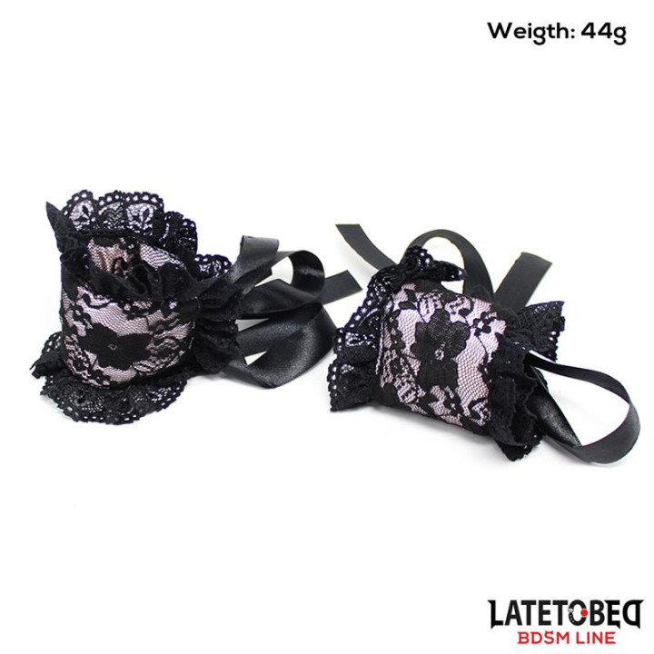 Set de 2 Piezas Antifaz y Esposas de Encaje de Latetobed Bdsm Line | VibraZon