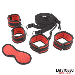 Restricciones para la Cama con Antifaz Esposas Ajustables y Desmontables de Latetobed Bdsm Line | VibraZon