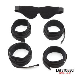 Set de Resticciones 3 Piezas Antifaz, Esposas Muñecas y Tobillos Ajustables de Latetobed Bdsm Line | VibraZon