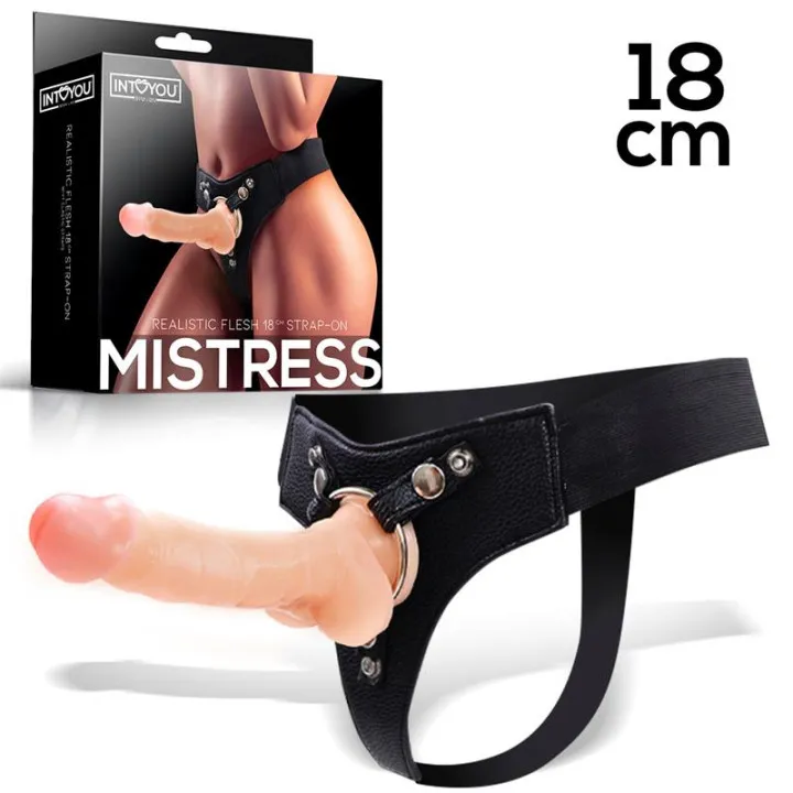 Mistress Arnés Elástico con Dildo de Silicona de 18 cm Natural de Intoyou Bdsm Line