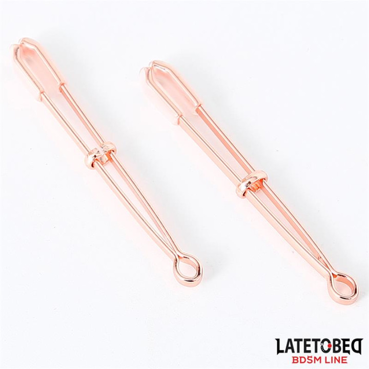 Pinzas para Pezones Color Oro Rosa de Latetobed Bdsm Line | VibraZon