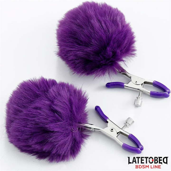 Pinzas para Pezones con Pelo Púrpura de Latetobed Bdsm Line | VibraZon