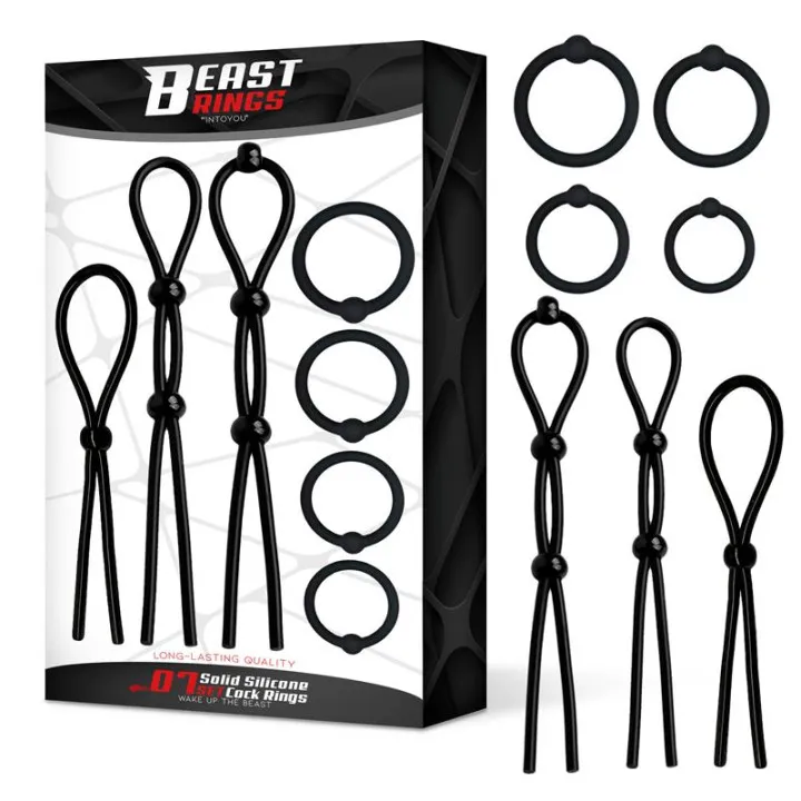 Set de 7 Anillos para el Pene Silicona Sólida de Beast Rings