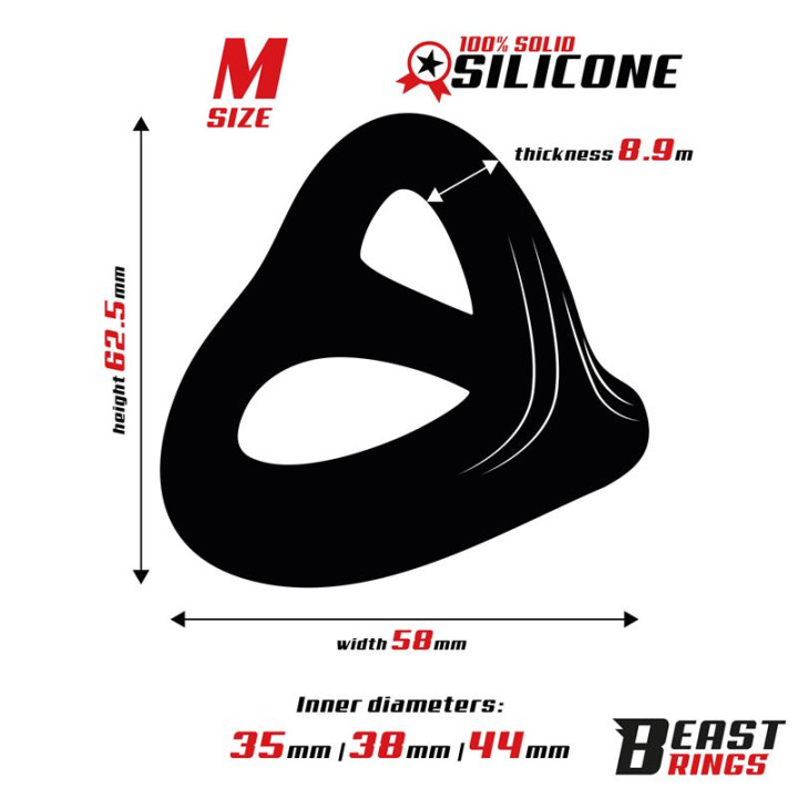 Anillo Triple Silicona Solida 44/38/35mm Talla M de Beast Rings | VibraZon