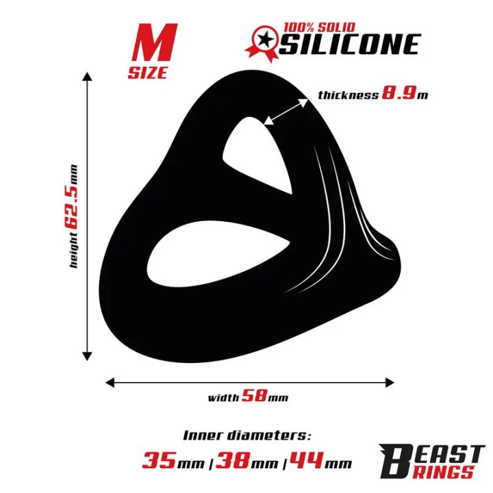 Anillo Triple Silicona Solida 44/38/35mm Talla M de Beast Rings
