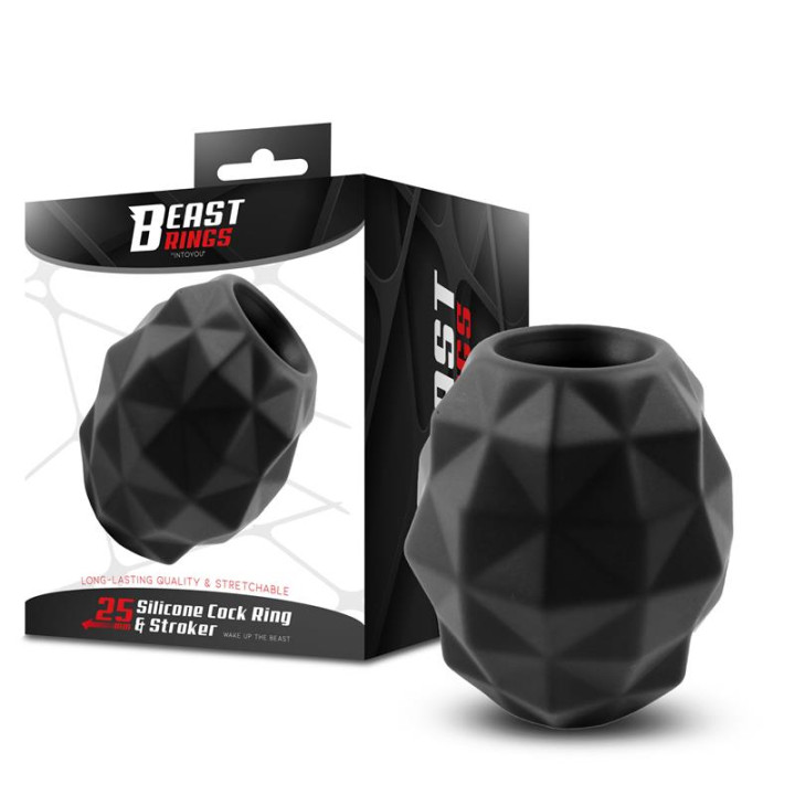 Anillo y Masturbador 2 en 1 Silicona Liquida 25 mm de Beast Rings | VibraZon