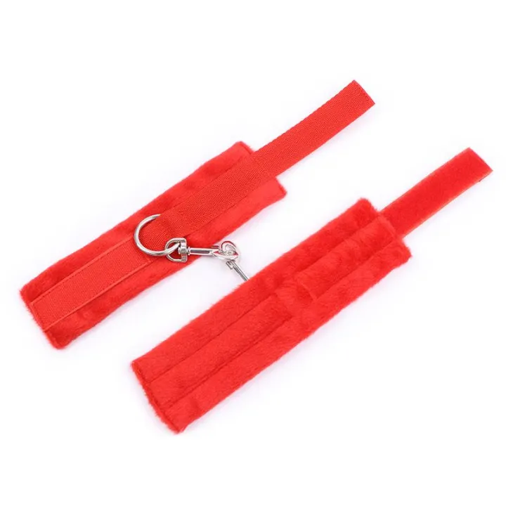 Esposas de Tela con Velcro para Muñecas con Pelo Largo Rojo de Intoyou Bdsm Line