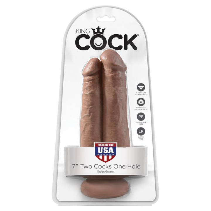 Pene Doble Two Cocks One Hole Bronceado 7 de King Cock | VibraZon