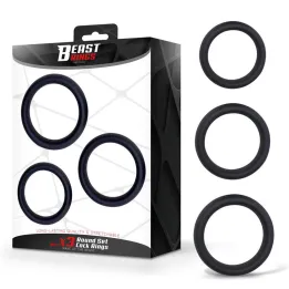 Set de 3 Anillos para el Pene Silicona S, M y L de Beast Rings