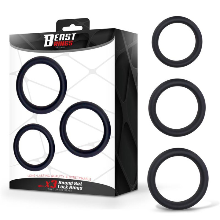 Set de 3 Anillos para el Pene Silicona S, M y L de Beast Rings | VibraZon
