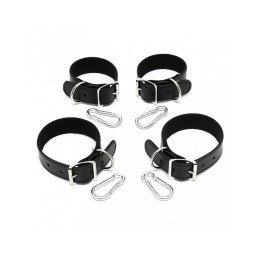 Set Esposas para Manos y Pies Cuero 2.5cm de Bondage Play | VibraZon