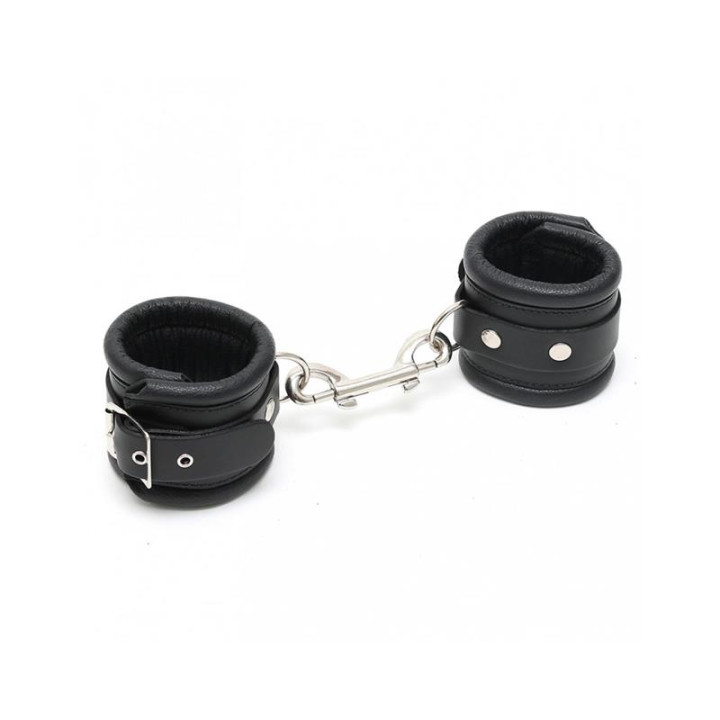 Esposas para Pies Cuero Negro 7cm de Bondage Play | VibraZon