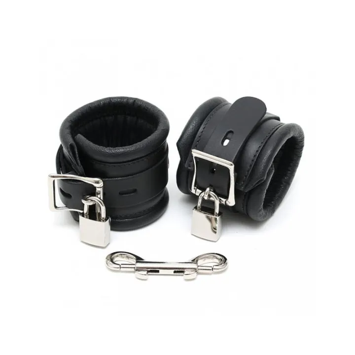 Esposas de Pies Cuero Negro con Candado 7cm de Bondage Play