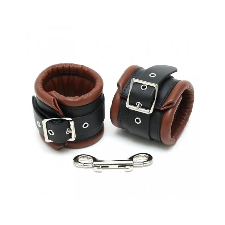Esposas para Pies Cuero Negro y Marrón 7cm de Bondage Play