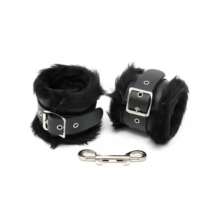 Esposas para Pies Cuero y Pelo Negro 7cm de Bondage Play