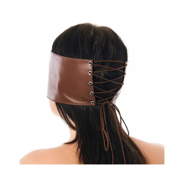 Antifaz Ancho Cuero Marrón de Bondage Play