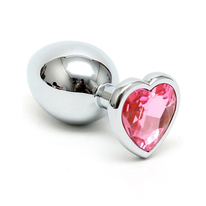 Plug Anal Acero Inox Cristal Corazón Rosa de Bondage Play | VibraZon