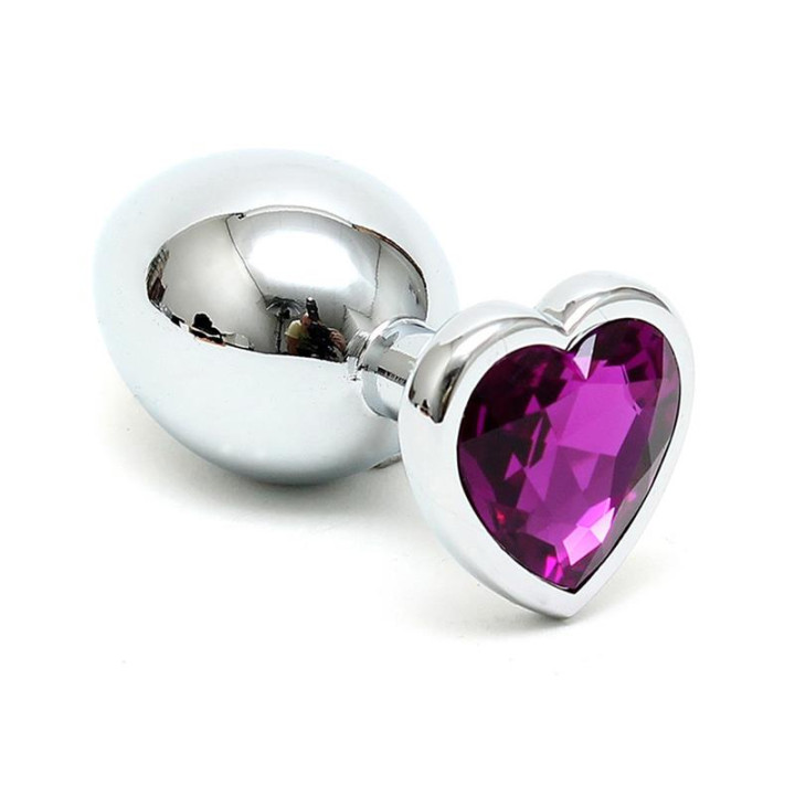 Plug Anal Acero Inox Cristal Corazón Púrpura de Bondage Play | VibraZon