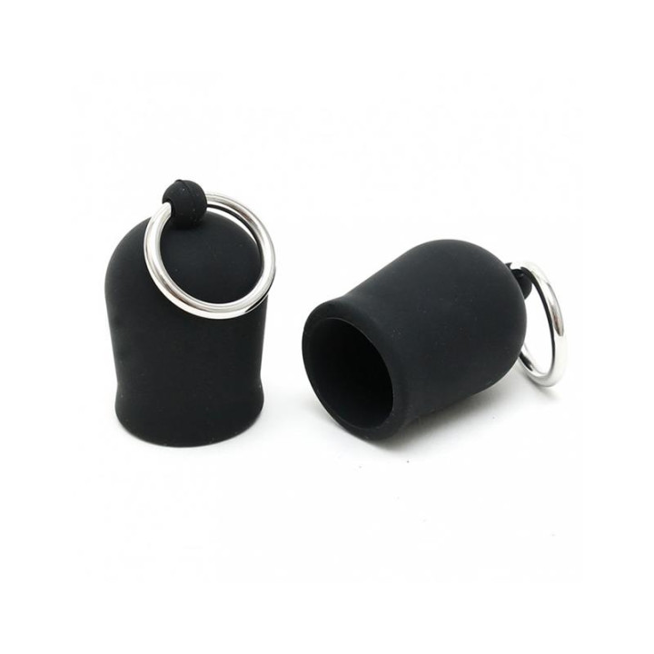 Succionadores para Pezones Anillas Silicona Negro de Bondage Play | VibraZon