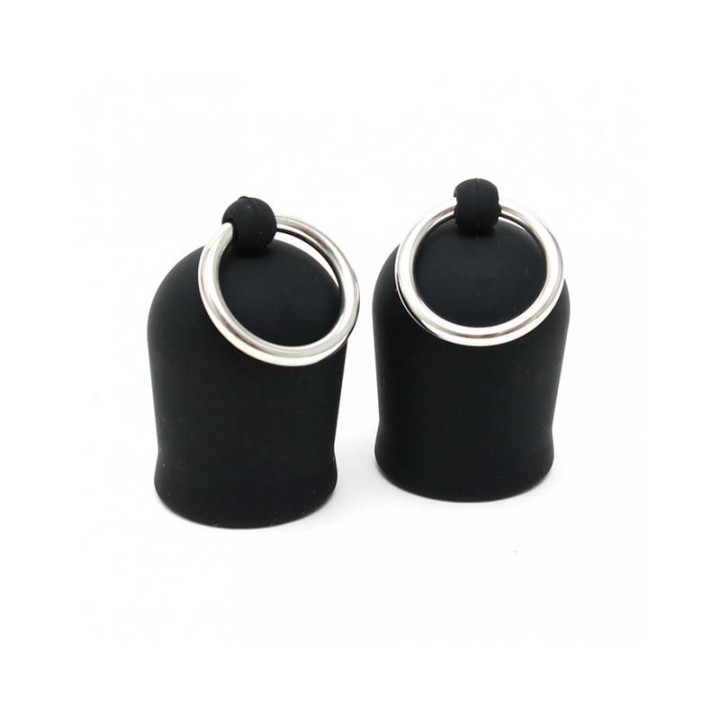Succionadores para Pezones Anillas Silicona Negro de Bondage Play | VibraZon