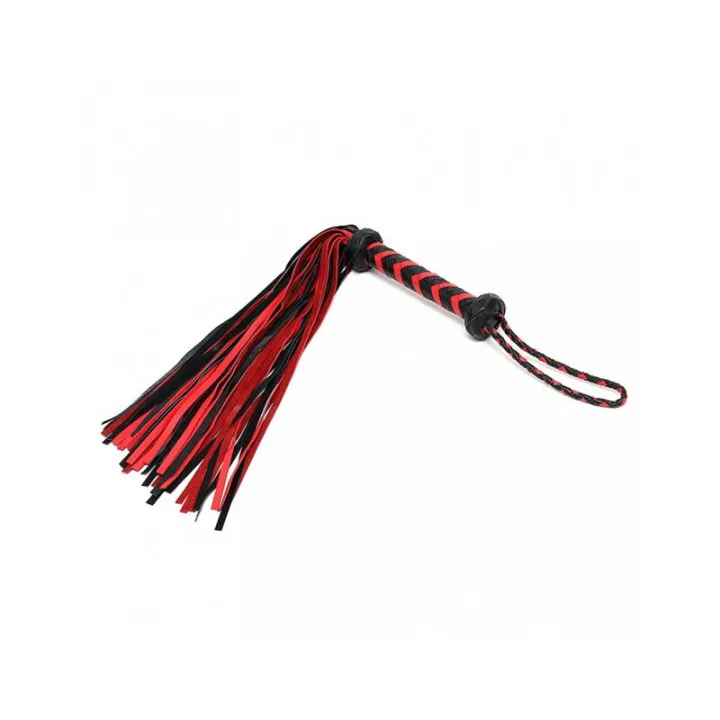 Flogger Trenzado Cuero Negro Rojo de Bondage Play