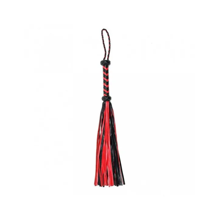 Flogger Trenzado Cuero Negro Rojo de Bondage Play