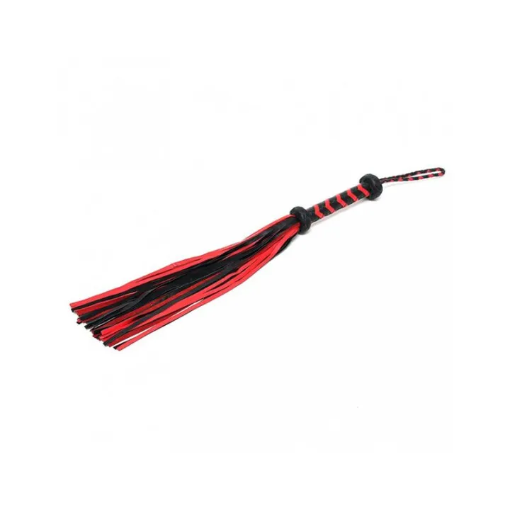 Flogger Trenzado Cuero Negro Rojo de Bondage Play