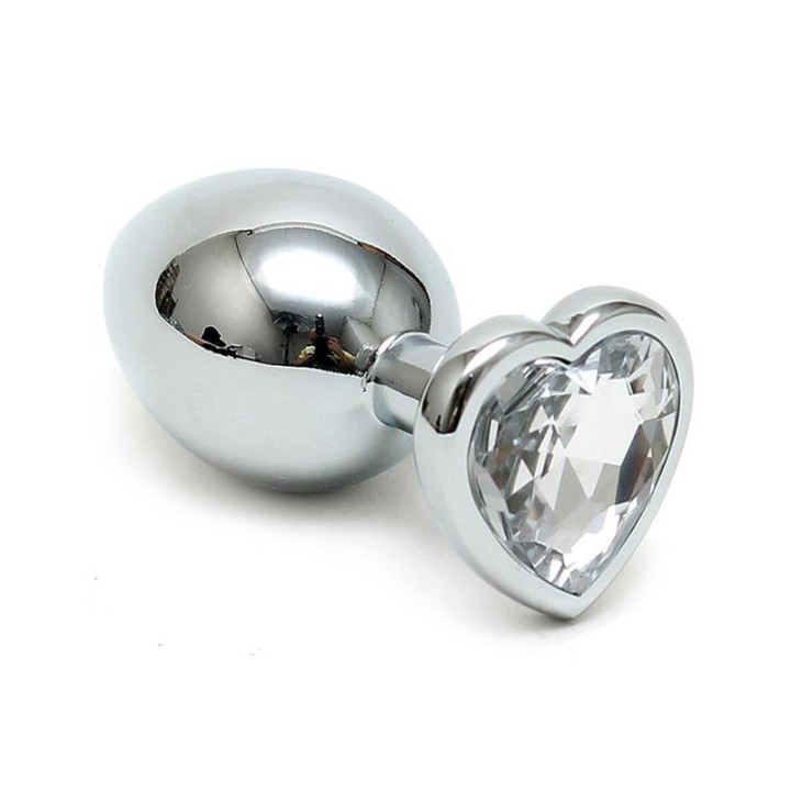 Plug Anal Acero Inox Cristal Corazón Transparente de Bondage Play | VibraZon