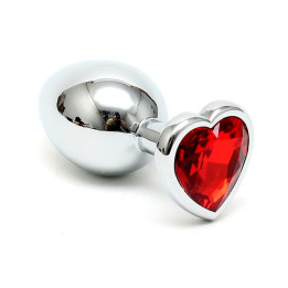 Plug Anal Acero Inox Cristal Corazón Rojo de Bondage Play | VibraZon