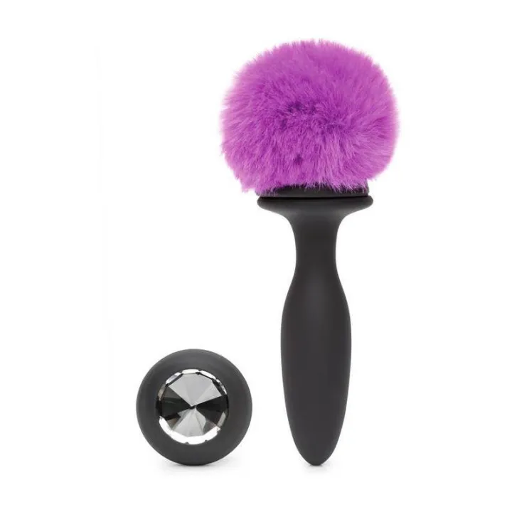 Plug Anal con Vibración Doble Base Púrpura Grande de Happy Rabbit