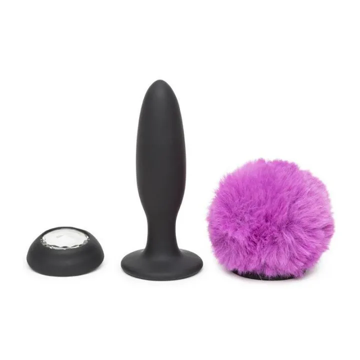 Plug Anal con Vibración Doble Base Púrpura Grande de Happy Rabbit