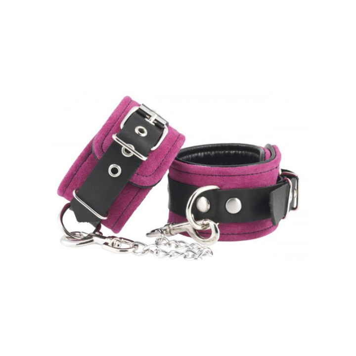 Esposas Cuero Pies Rosa Ajustable de Bondage Play | VibraZon