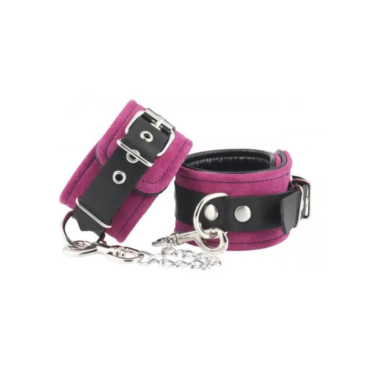 Esposas Cuero Pies Rosa Ajustable de Bondage Play