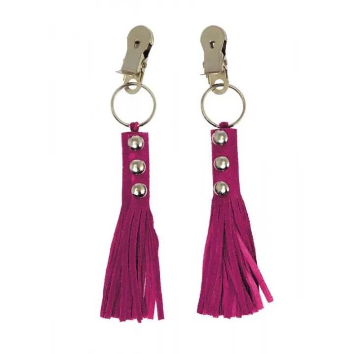 Pinzas para Pezones Cuero Rosa de Bondage Play