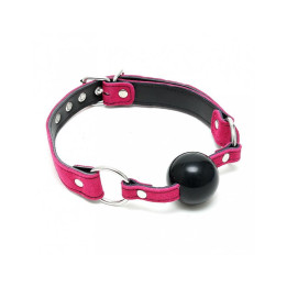 Mordaza Cuero Silicona Rosa Ajustable de Bondage Play | VibraZon