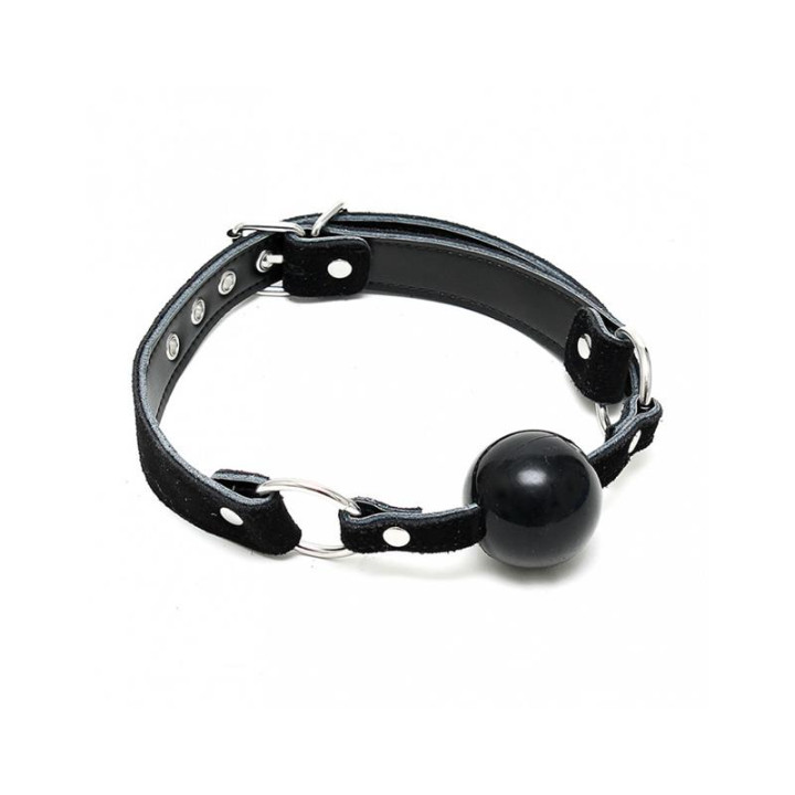 Mordaza Cuero y Silicona Negro de Bondage Play | VibraZon